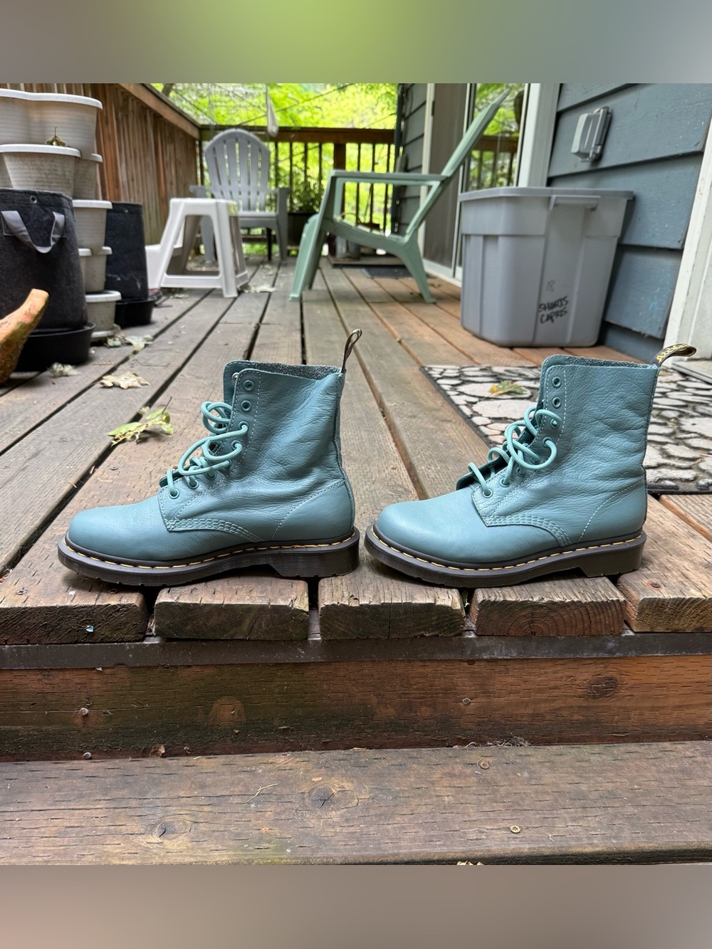 Dr. Martens 1460 Pascal Teal Dusty Blue 8-eye boot UK7 US9 discontinued EUC - Picture 3 of 7